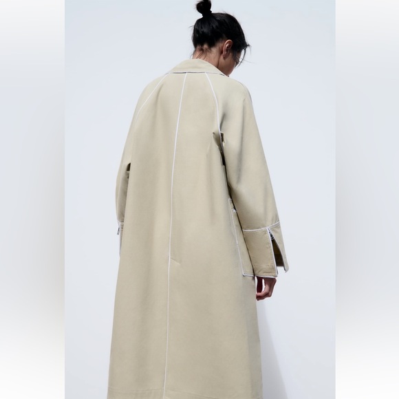 Zara OVERSIZED CONTRAST COAT. Beige. Sizes XS, S. New with Tags. - Picture 5 of 11
